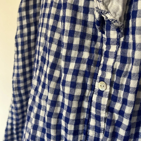 Umgee Blue and White Checkered Picnic Button Down Dress - Picture 5 of 7